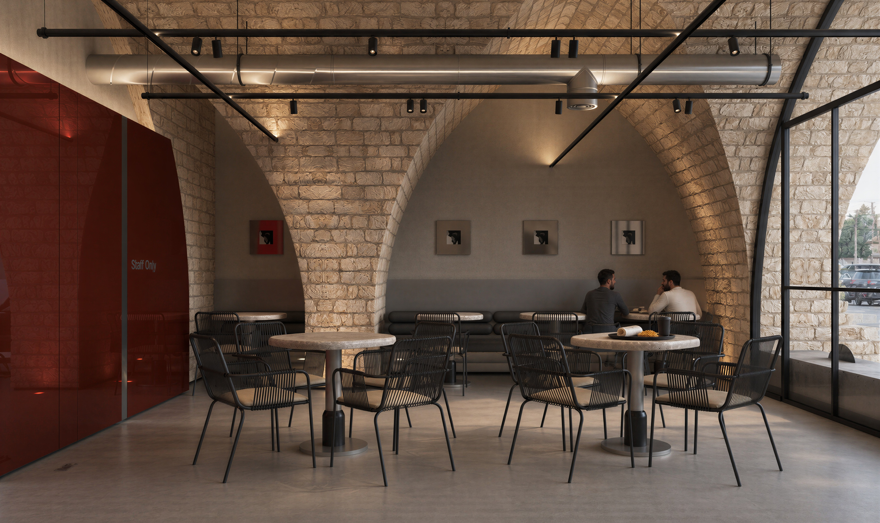 Limestone vaults above the dining room